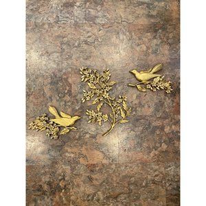 Mcm gold bird and flower wall art